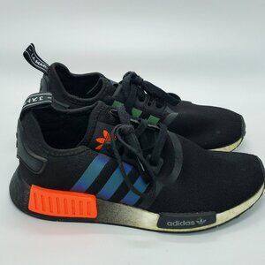 Adidas NMD R1 Core Black Solar Orange Iridescent Men's Running Shoes Size 7